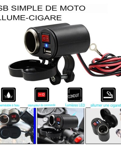 Chargeur de téléphone USB étanche 12 V, allume-cigare et cigarette