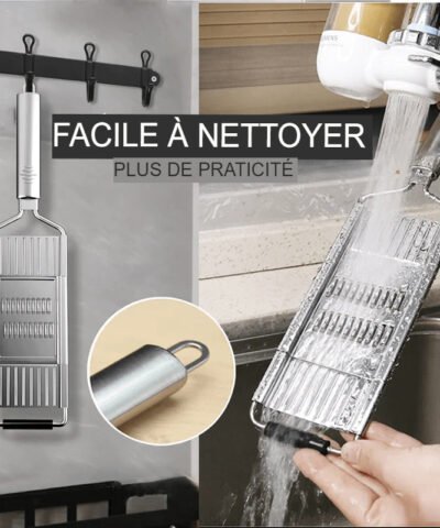 Râpe multifonction en acier inoxydable + 4 lames