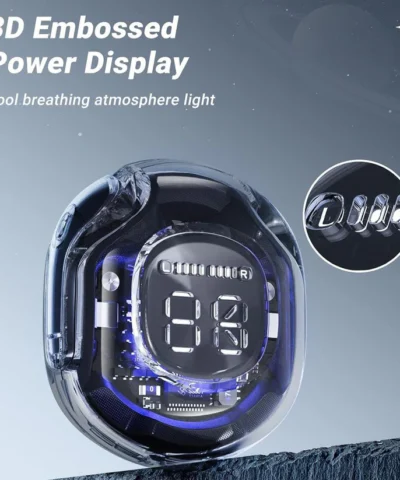 Écouteurs intra-auriculaires sans fil Bluetooth Ultra Pods TWS, design transparent avec affichage numérique