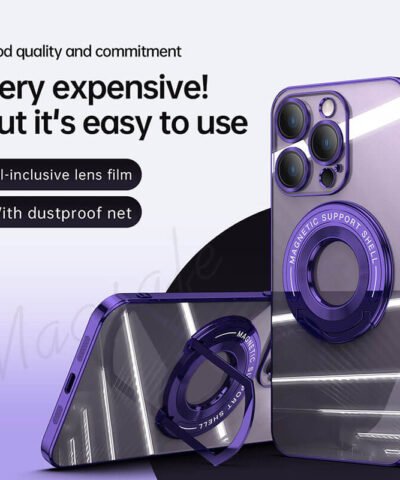 Étui de téléphone plaqué avec support magnétique pour iPhone