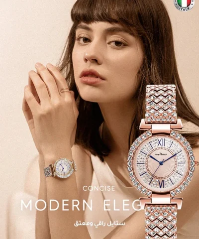 Montre à quartz incrustée de diamants