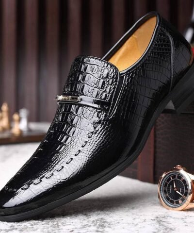 chaussures en cuir gaufré pour hommes