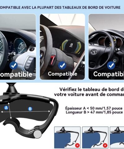 Support de téléphone portable multifonctionnel pour tableau de bord de voiture