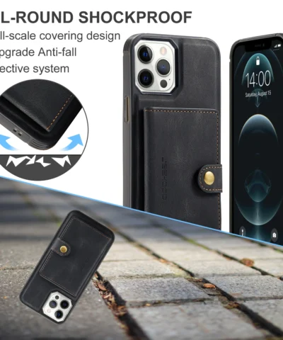 ÉTUI PORTEFEUILLE EN CUIR MAGNÉTIQUE POUR IPHONE