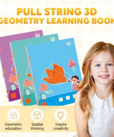 Livre éducatif pour apprendre la géométrie en 3D avec ficelle à tirer